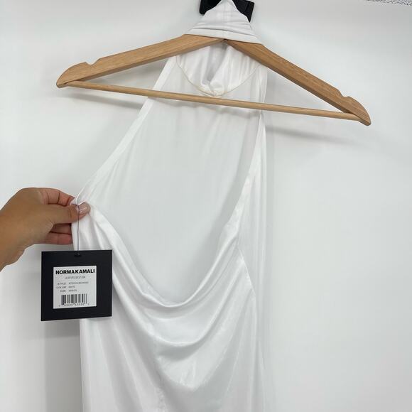 Norma Kamali | NWT White Lame Turtleneck Halter Dress XXS - Picture 11 of 15